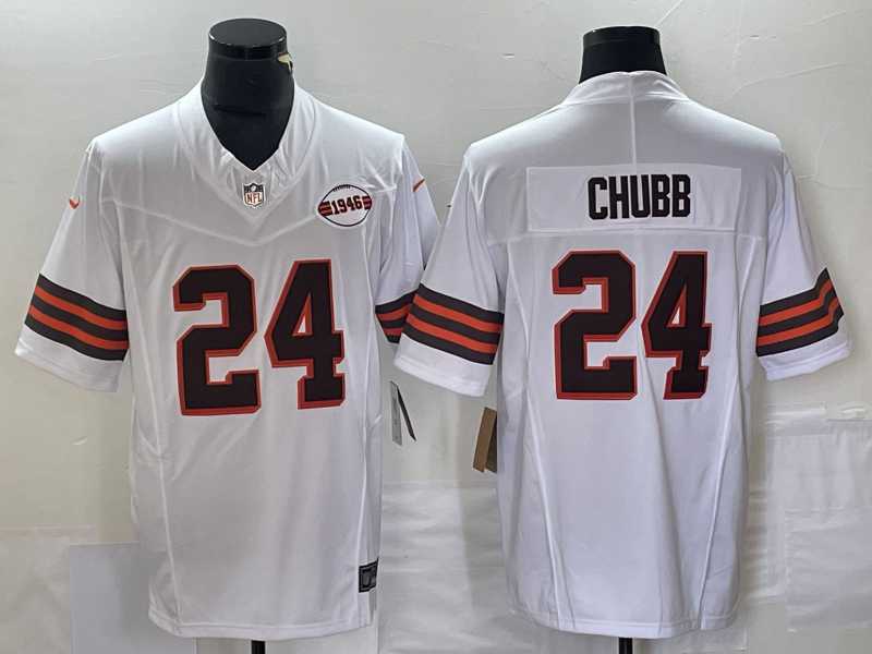 Men%27s Cleveland Browns #24 Nick Chubb 1946 Patch White FUSE Vapor Stitched Nike Limited Jersey->washington commanders->NFL Jersey